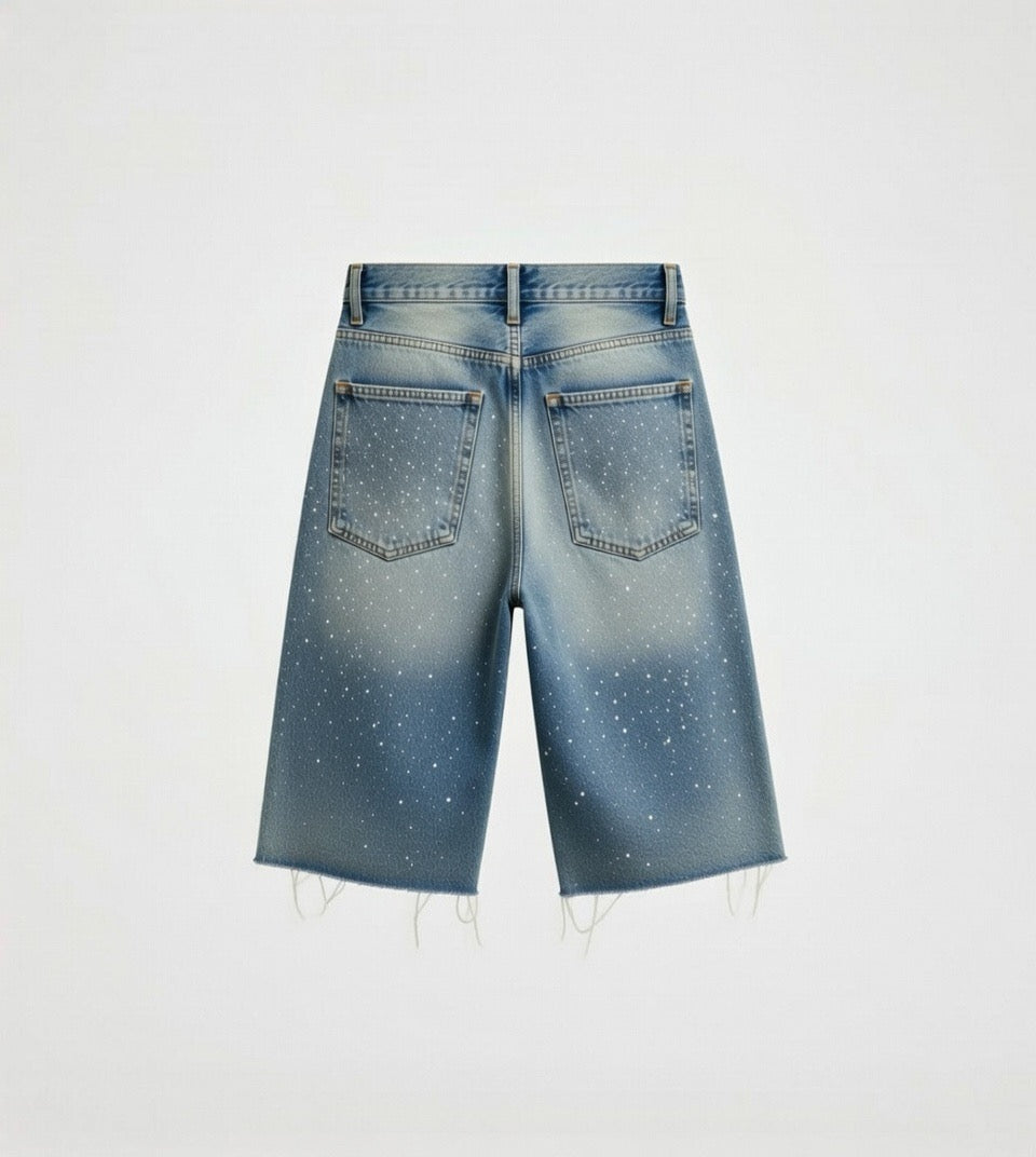 CROWNEDBYFAITH cross jean shorts