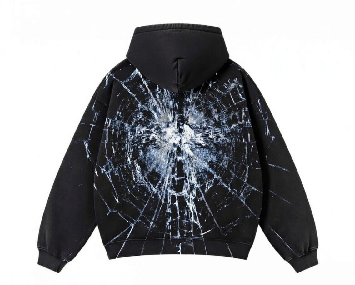 CROWNEDBYFAITH “SHATTERED “ cross zip-up