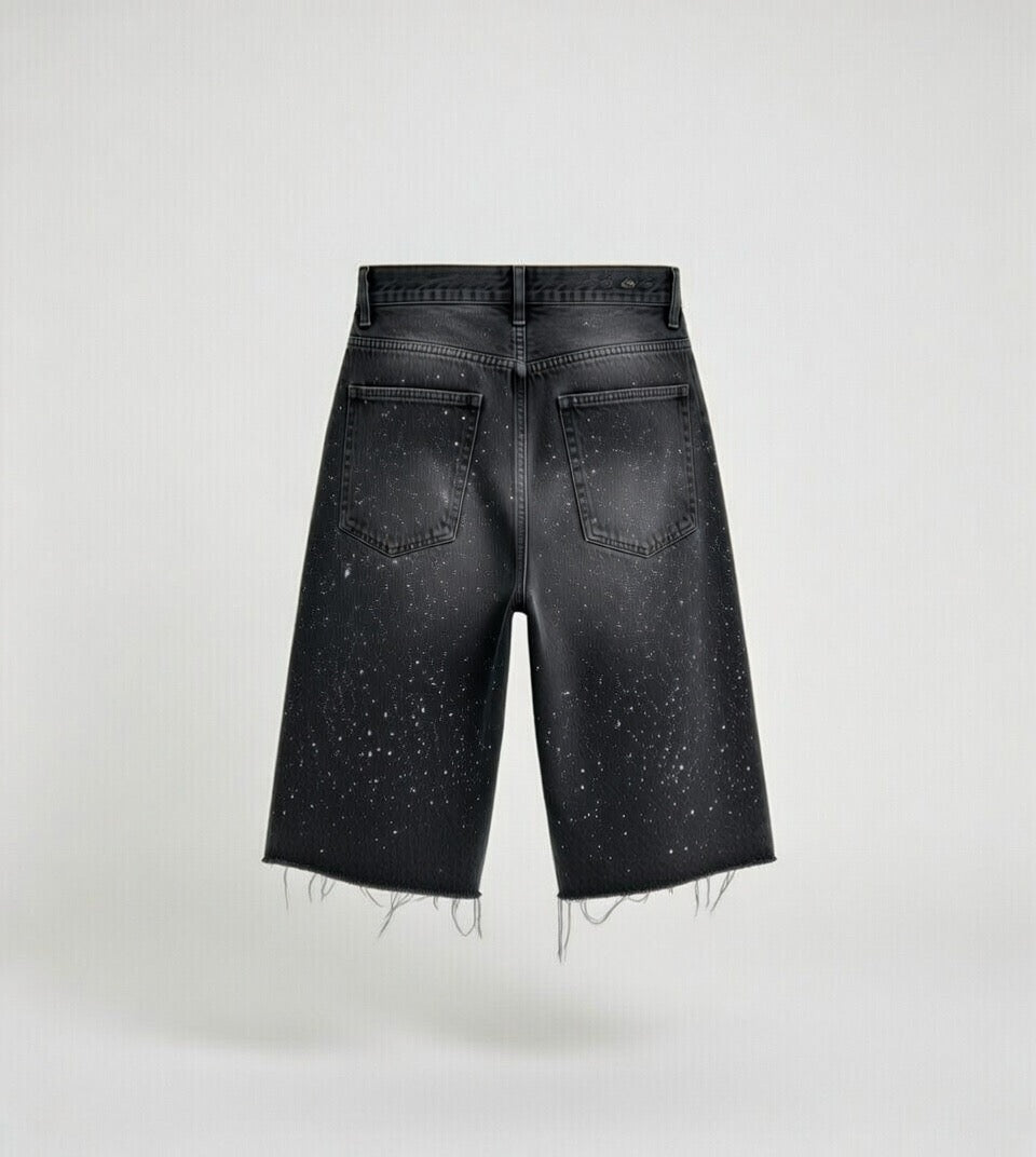 CROWNEDBYFAITH cross jean shorts