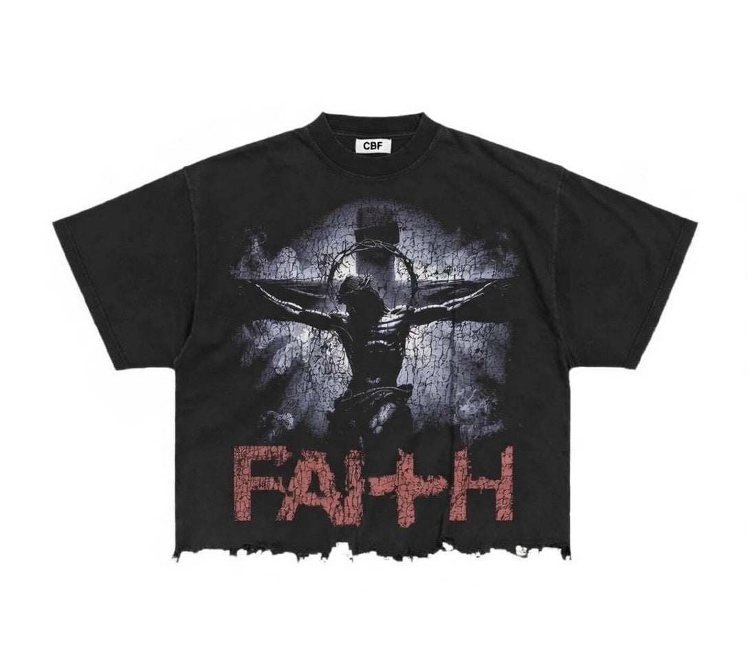 CROWNEDBYFAITH “FAITH” cropped tee shirt