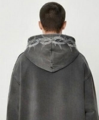 CROWNEDBYFAITH Rhinestone Zip-Up