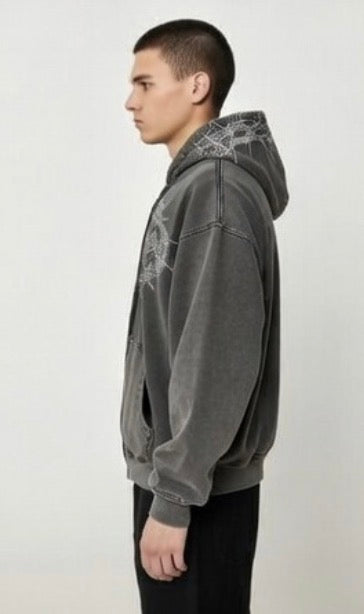 CROWNEDBYFAITH Rhinestone Zip-Up